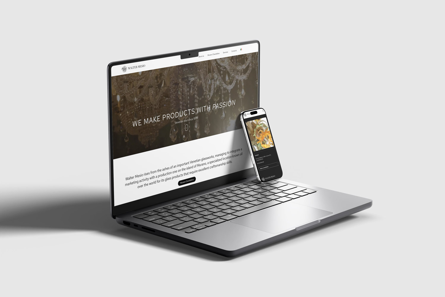 Mockup del sito web realizzato per Walter Mesio